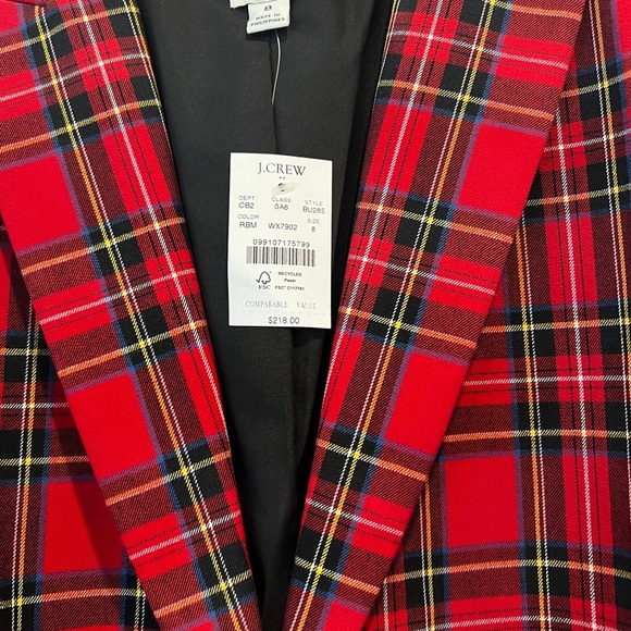 J-crew tartan Plaid Red Women's blazer -nwt - Picture 6 of 6
